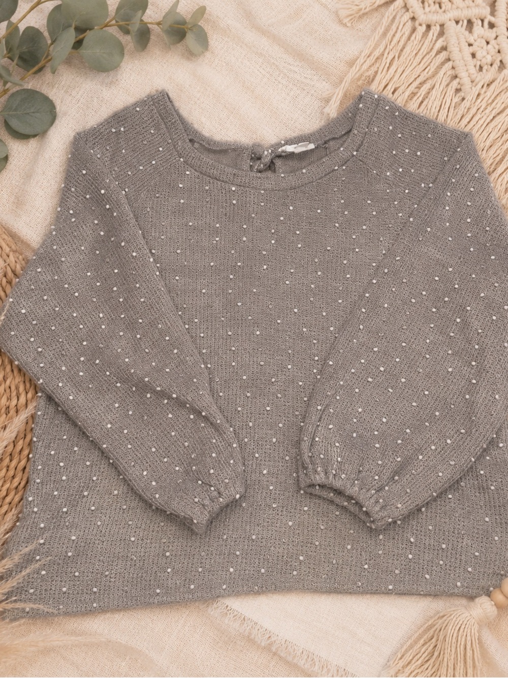 Blu Pepper Gray Textured Knit Sweater